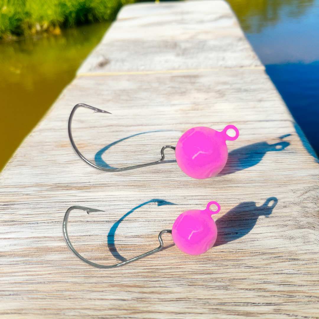 Anzol Jig Head Offset Esférico EWG Rosa Menor