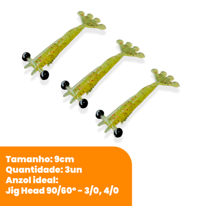 Kit Isca Artificial Camarão Jig Head Maciço