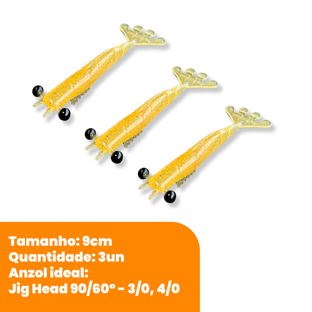 Kit Isca Artificial Camarão Jig Head Maciço