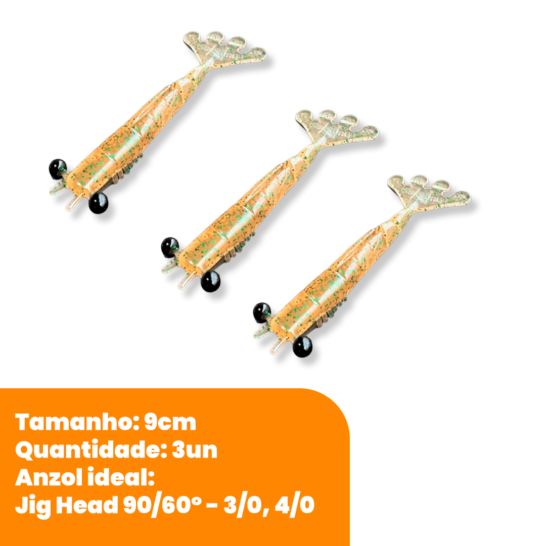 Kit Isca Artificial Camarão Jig Head Maciço