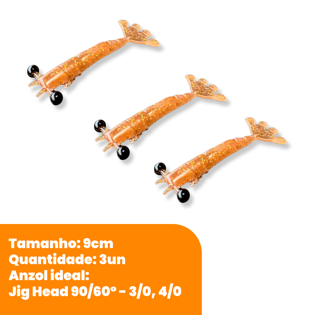 Kit Isca Artificial Camarão Jig Head Maciço