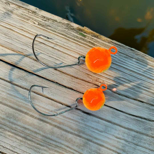 Chumbada Jig Head Offset Esférico EWG Laranja Menor