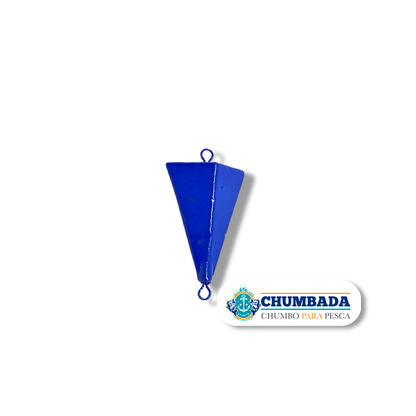 Chumbada Piramide Chata Com Olhal Duplo Azul Bic